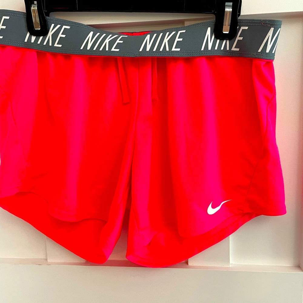 Nike Dri Fit Shorts in hot pink, Size S. Drawstring waistband in grey